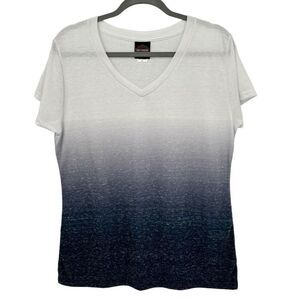 Harley-Davidson Ombre V-Neck Tee Shirt Blue White Size XL